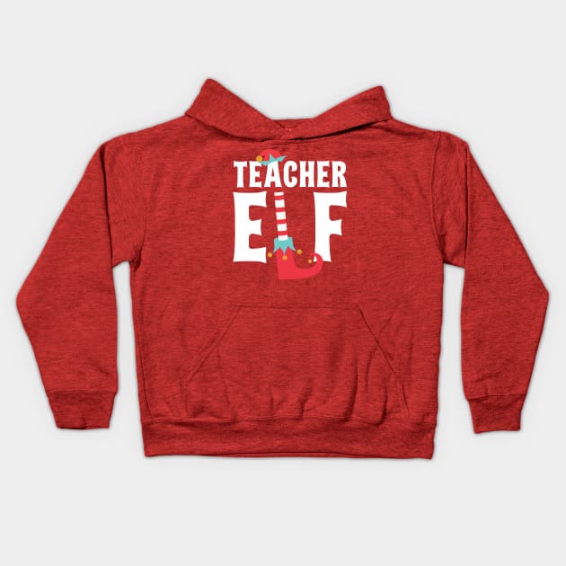 Teacher Elf Funny Christmas Kids Hoodie by Giggias